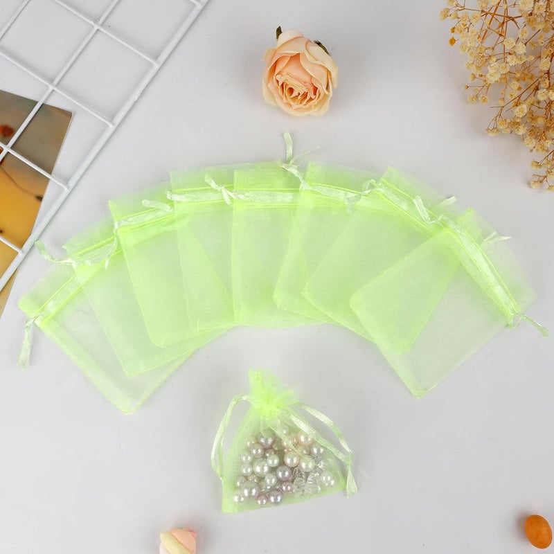 BOEIAC Organza Bags 50Pcs, 3 x 4 Inch Sheer Drawstring Jewelry Gift Pouches, Mesh Party Wedding Favor Mini Candy Bags for Christmas, Fruit Green - Image 5